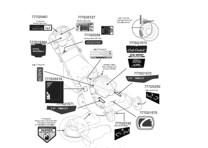 Label Map Diagram and Parts List for CC600 (12ACW62R710)(2017) Cub Cadet Lawn Mower